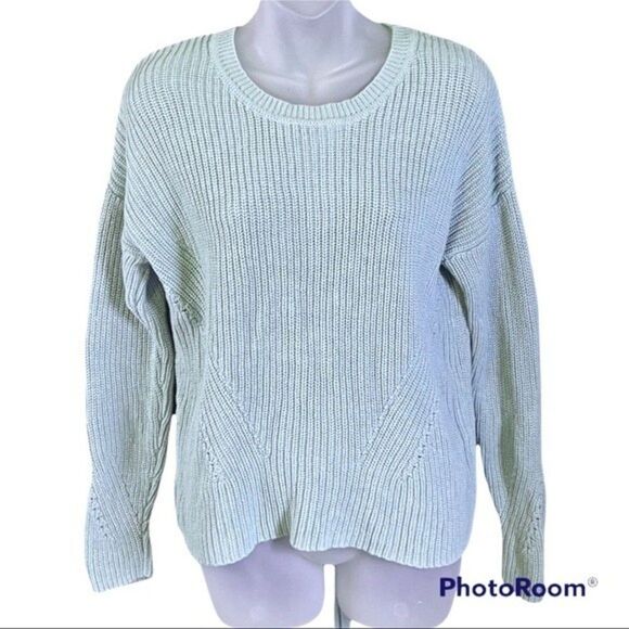 Lucky Brand Mint Green Chunky Knit Lace Up Sweater Size S - Picture 1 of 9